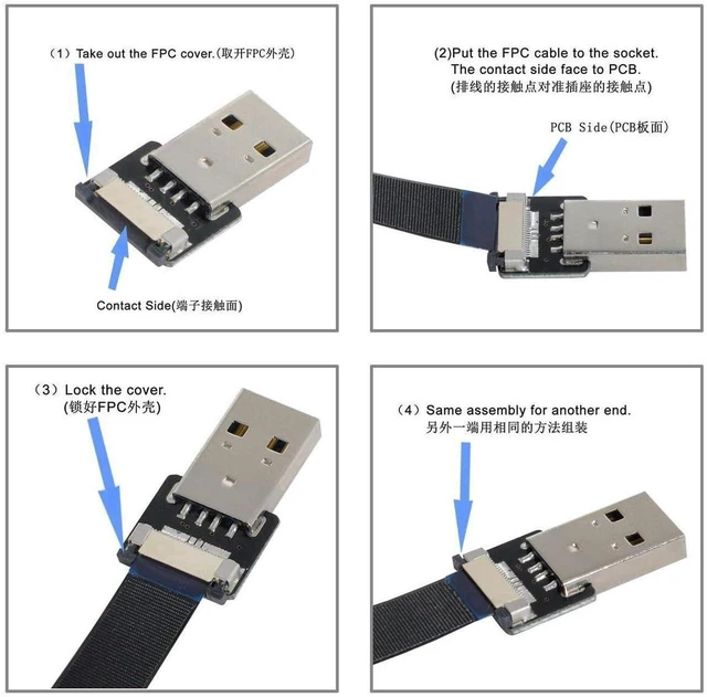 Alt view image 4 of 7 - AJMRTC 50cm Up Angled USB 2.0 Type-A Male to Female Flat Slim FPC Extension Cable, Ultra Thin Ribbon Data Cord for FPV Drone, Hard Disk, Scanner, Printer & Narrow Space Installation