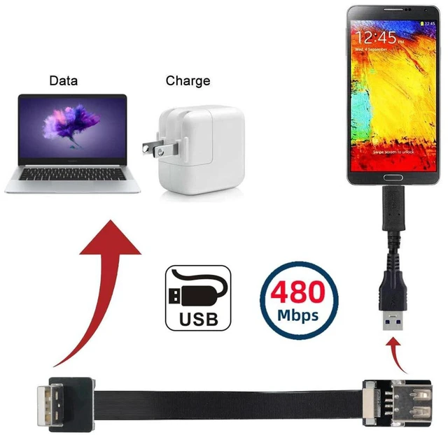 Alt view image 2 of 7 - AJMRTC 50cm Up Angled USB 2.0 Type-A Male to Female Flat Slim FPC Extension Cable, Ultra Thin Ribbon Data Cord for FPV Drone, Hard Disk, Scanner, Printer & Narrow Space Installation