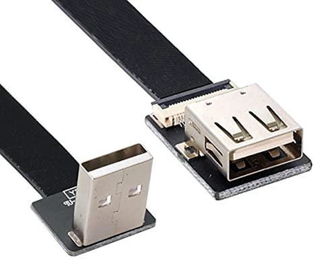 Main image of AJMRTC 50cm Up Angled USB 2.0 Type-A Male to Female Flat Slim FPC Extension Cable, Ultra Thin Ribbon Data Cord for FPV Drone, Hard Disk, Scanner, Printer & Narrow Space Mounting