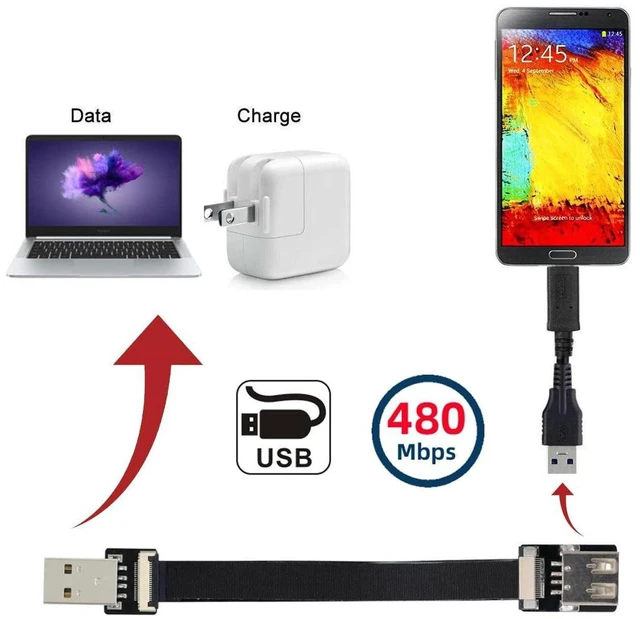 Alt view image 4 of 7 - AJMRTC 200cm USB 2.0 Type-A Male to Female Flat Slim FPC Extension Cable, Ultra Thin Ribbon Data Cord for FPV Drone, Hard Disk, Scanner, Printer & Compact Space Mounting