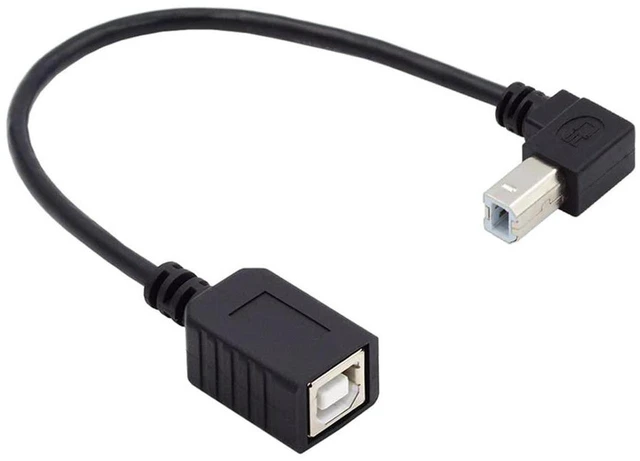 Main image of AJMRTC USB 2.0 Type B Male to Female 90 Degree Up Angled Extension Cable 20cm, Right Angle USB B Extender Cord for Printer, Scanner, External Hard Drive, MIDI Controller, Digital Piano