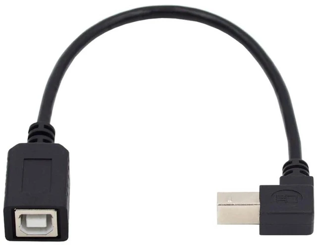 Main image of AJMRTC USB 2.0 Type B Male to Female 90 Degree Down Angled Extension Cable 20cm, Down Angle USB B Extender Cord for Printer, Scanner, External Hard Drive, MIDI Controller, Digital Piano