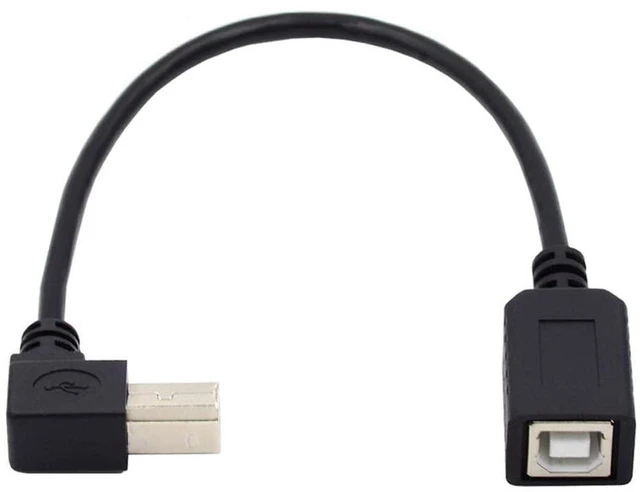 Main image of AJMRTC USB 2.0 Type B Male to Female 90 Degree Right Angled Extension Cable 20cm, Right Angle USB B Extender Cord for Printer, Scanner, External Hard Drive, MIDI Controller, Digital Piano