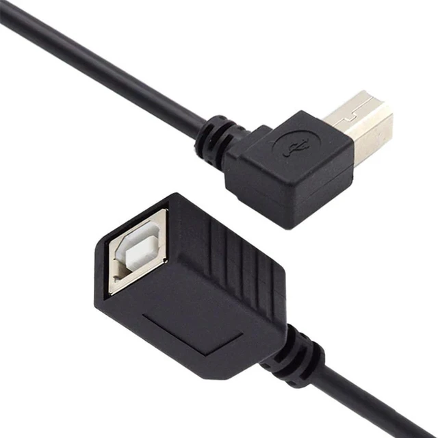 Main image of AJMRTC USB 2.0 B Type Male to Female Extension Cable 90 Degree Right Angled 20cm, Right Angle USB B Extender Cord for Printer, Scanner, External Hard Drive, MIDI Controller, Digital Piano
