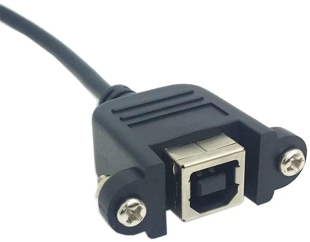 Alt view image 2 of 7 - AJMRTC USB 2.0 90 Degree Left Angled USB B Type Male to Female Extension Cable 50cm, Panel Mount USB B Extender Cord with Mounting Screws for Printer, Scanner, Industrial Cabinet