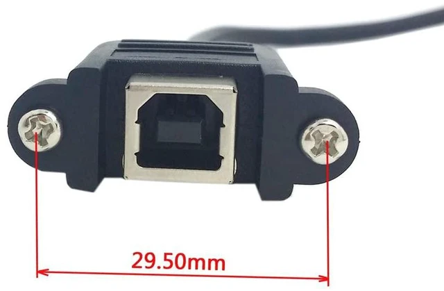 Alt view image 3 of 7 - AJMRTC USB 2.0 90 Degree Left Angled USB B Type Male to Female Extension Cable 50cm, Panel Mount USB B Extender Cord with Mounting Screws for Printer, Scanner, Industrial Cabinet
