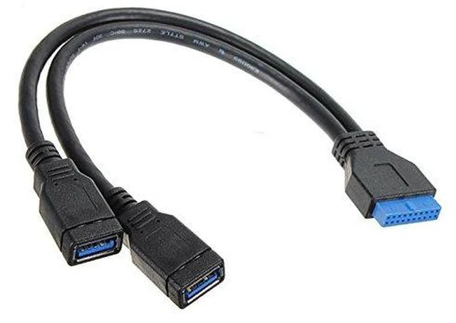 Alt view image 6 of 7 - AJMRTC 2 Ports USB 3.0 Female to Motherboard 20Pin Header Front Panel Cable 20cm, Internal USB3.0 Extension Wire for Desktop PC Chassis Front Panel Upgrade