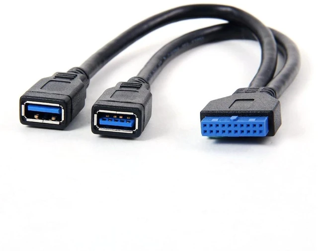 Alt view image 7 of 7 - AJMRTC 2 Ports USB 3.0 Female to Motherboard 20Pin Header Front Panel Cable 20cm, Internal USB3.0 Extension Wire for Desktop PC Chassis Front Panel Upgrade