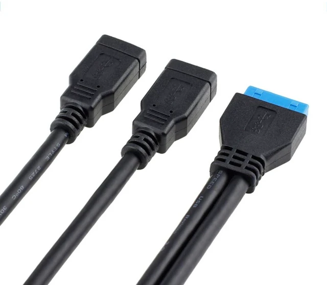 Alt view image 4 of 7 - AJMRTC 2 Ports USB 3.0 Female to Motherboard 20Pin Header Front Panel Cable 20cm, Internal USB3.0 Extension Wire for Desktop PC Chassis Front Panel Upgrade