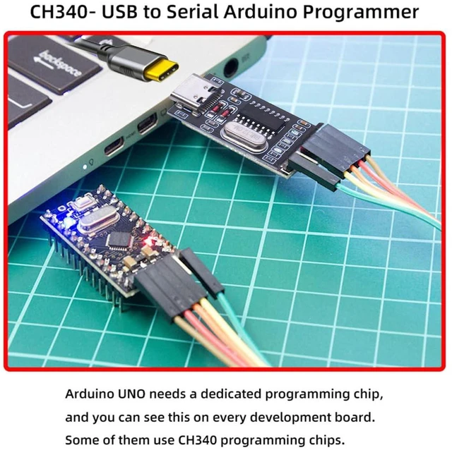 Alt view image 7 of 7 - AJMRTC USB-C Female to TTL UART Serial Adapter Module with CH340G Chip, 3.3V & 5V Output Serial Programmer, Replacement for PL-2303 for STC Microcontroller Download Debug