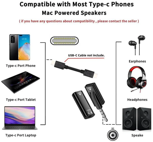 Alt view image 3 of 7 - AJMRTC 2Pcs USB-C Female to 3.5mm Male & Female AUX MIC Audio Adapter, 16Bit 48kHz External Sound Card, Type-C Audio Converter for Laptop, Tablet, Smartphone