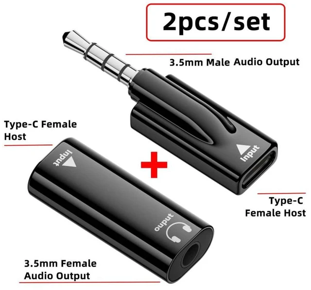 Alt view image 4 of 7 - AJMRTC 2Pcs USB-C Female to 3.5mm Male & Female AUX MIC Audio Adapter, 16Bit 48kHz External Sound Card, Type-C Audio Converter for Laptop, Tablet, Smartphone