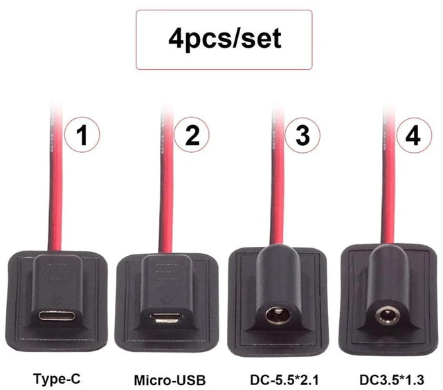 Alt view image 5 of 7 - AJMRTC 4Pcs/Lot DC 5.5x2.1mm & 3.5X1.35mm to Type-C Micro-USB Power Extension Cable, DC Power Cord for Backpack Charging, Electric Heating Pads and Low Power Devices