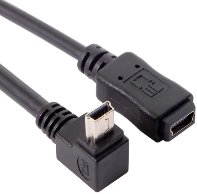 Alt view image 2 of 7 - AJMRTC 2Pcs 90 Degree Up & Down Angled Mini USB 5Pin Male to Female Extension Cable 0.2m, USB2.0 Mini USB Extender Cord for GPS, Camera and Compact Electronic Devices