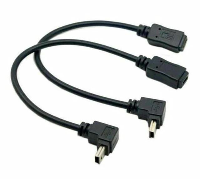 Main image of AJMRTC GPS Mini USB 5Pin 90 Degree Up & Down Angled Male to Mini USB 5Pin Female Extension Cable, USB2.0 Extender Cord for GPS Navigator, Digital Camera and Portable Mini USB Devices