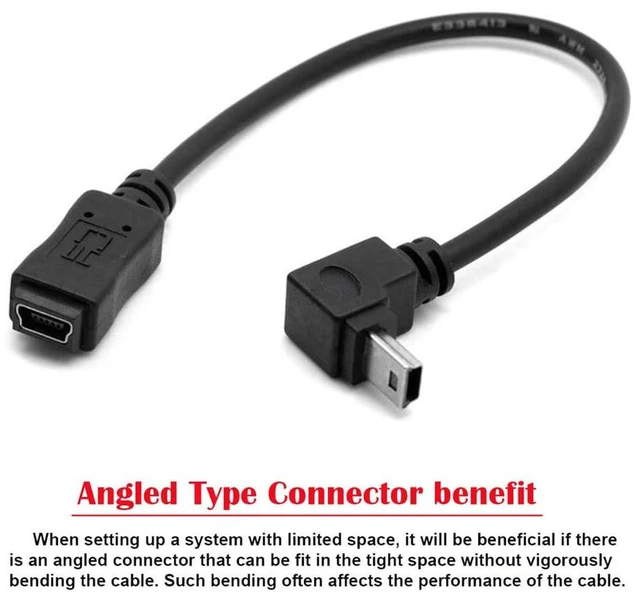 Alt view image 4 of 7 - AJMRTC GPS Mini USB 5Pin 90 Degree Up & Down Angled Male to Mini USB 5Pin Female Extension Cable, USB2.0 Extender Cord for GPS Navigator, Digital Camera and Portable Mini USB Devices