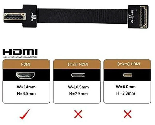 Alt view image 6 of 6 - AJMRTC CYFPV Dual 90 Degree Right-Up Angled HDMI Type A Male to Male HDTV FPC Flat Cable 10CM, Flexible Thin FPV HDMI Cable for Multicopter Drone Aerial Photography, Stable HD Video Transmission