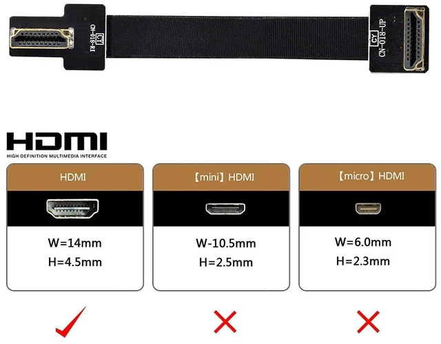 Alt view image 4 of 7 - AJMRTC CYFPV Dual 90 Degree Right-Up Angled HDMI Type A Male to Male FPC Flat Cable 50CM, Ultra Thin Flexible FPV Cable for Multicopter Drone Aerial Photography, Stable HD Video Transmission