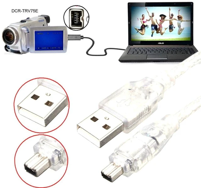 Alt view image 3 of 7 - AJMRTC USB Male to Firewire IEEE 1394 4 Pin Male iLink DV Adapter Cable, Compatible with Sony DCR-TRV75E Handycam Camcorder, Transfer DV Video Footage from Digital Camcorder to PC, 4Pin 1394 iLink Fir