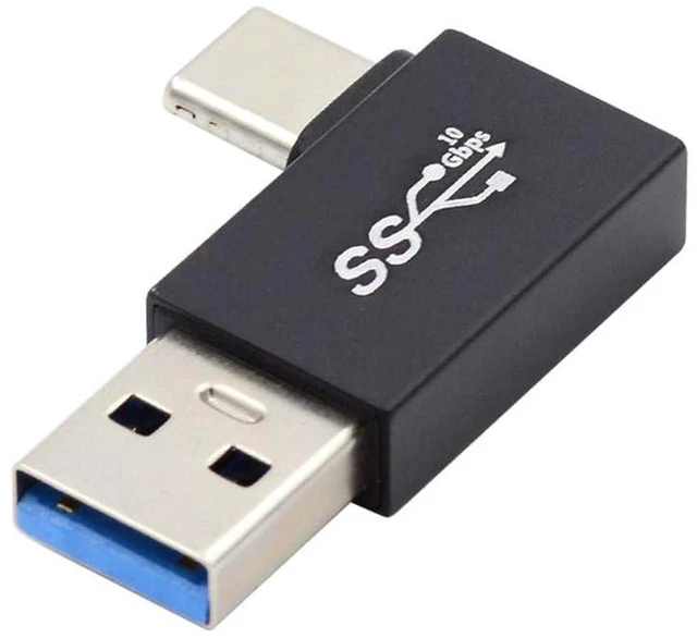 Main image of AJMRTC 10Gbps USB3.0 Type A Male to USB 3.1 Type C Male Adapter, 90 Degree Right Angled USB A to USB-C Male Connector, 2-in-1 Data & Charging Converter for Laptops, Smartphones and USB-C Devices