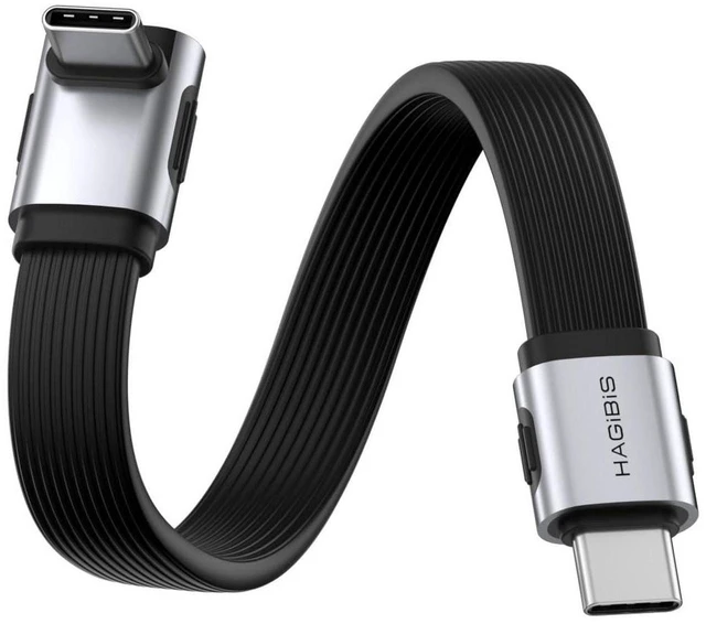 Main image of AJMRTC USB4 V2.0 Cable, 80Gbps Data Transfer & 240W Fast Charging USB-C Cord, 8K@60Hz Video, Middle 90 Degree Bend 0.3FT Short Cable for iPhone 17 16 15 Pro Max, iPad Pro, Thunderbolt 5/4 Devices