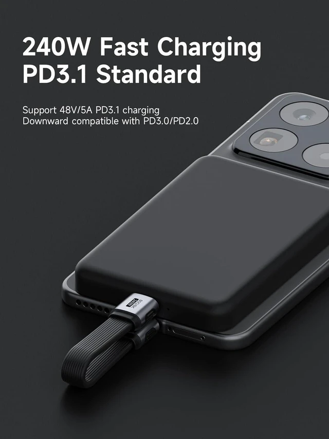 Alt view image 5 of 7 - AJMRTC USB4 V2.0 Straight Cable, 80Gbps Data Transfer & 240W Fast Charging USB-C Cord, 8K@60Hz Video, Straight 0.3FT Short Cable for iPhone 17 16 15 Pro Max, iPad Pro, Thunderbolt 5/4 Devices