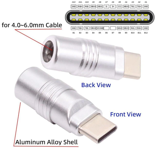 Alt view image 7 of 7 - AJMRTC 5Gbps USB3.1 Type-C Male Custom Plug Connector, Silver Aluminum Alloy Shell DIY Soldering Connector, Suitable for 4.0mm~6.0mm Diameter Cable, Custom USB-C Male Assembly Connector