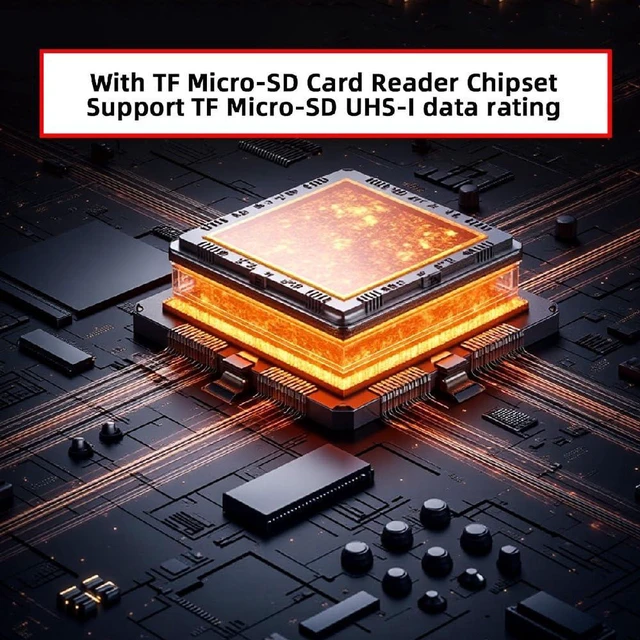 Alt view image 4 of 7 - AJMRTC USB-C Host to TF Micro-SD T-Flash Card Reader OTG Adapter, 480Mbps Data Transfer & 100W PD Pass-Through Power Charging Converter for Laptops, Tablets, Smartphones with Type-C Port