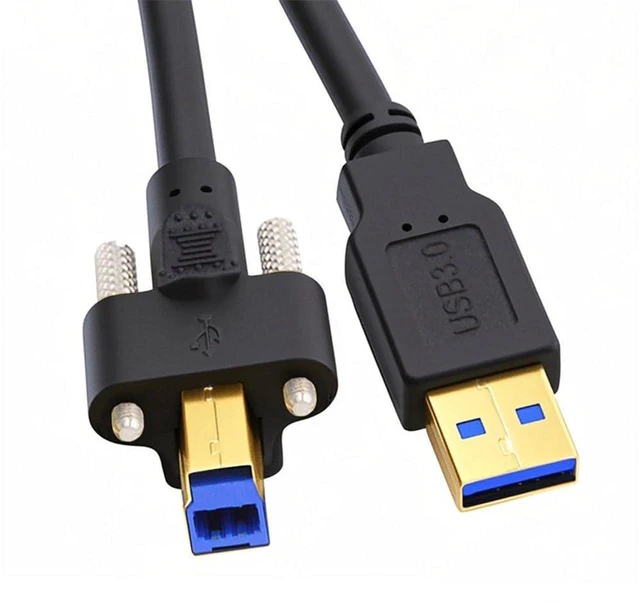 Main image of AJMRTC USB 3.0 Type-A Male to Type-B Male Cable with Thumbscrew Lock, Panel Mount Type, 5Gbps SuperSpeed Data Cord, Industrial Grade for Industrial Camera, Robot, Scanner, External Hard Disk Machine