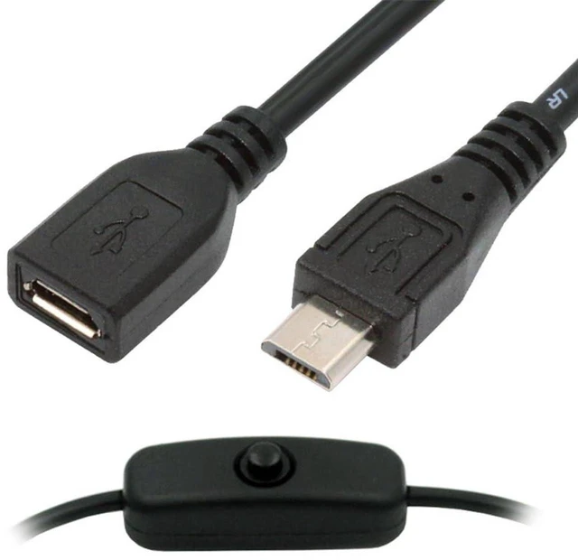 Main image of AJMRTC Micro USB 2.0 Extension Cable with Inline On Off Power Switch Button, Micro 5Pin Male to Female Cord, DC 5V Power Control Cable for Desk Lamp, USB Fan, Security Camera, DIY Electronic Power