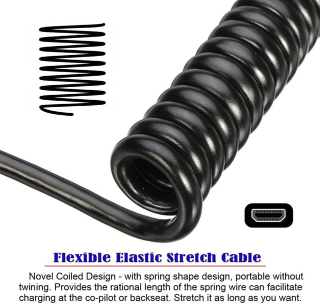 Alt view image 5 of 7 - AJMRTC 8K 60Hz HDMI 2.1 Micro HDMI Type D Male to HDMI Male Stretch Coiled Cable, Right Angled Connector, Retractable Spring Cord for HDTV, Computer, Laptop, Monitor High Definition Video