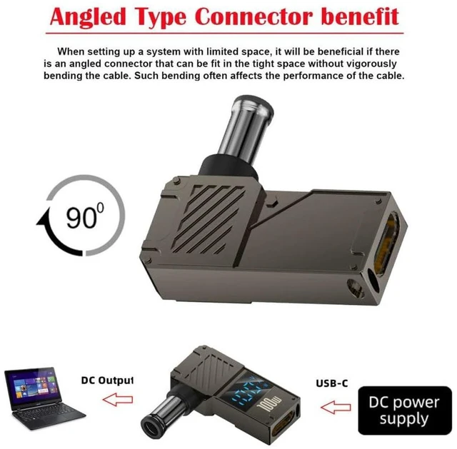 Alt view image 6 of 7 - AJMRTC USB-C PD Power Adapter with Smart LED Display, 100W Max Output DC 6.0x1.4mm Jack Charger, 20V 5A PD Charging, 65W Compatible, Type-C Input for Laptop Power Supply Replacement