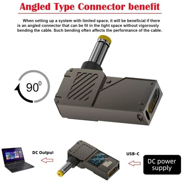 Alt view image 7 of 7 - AJMRTC USB-C PD Power Adapter with Smart LED Display, 100W Max Output DC 4.8x1.7mm Jack Charger, 20V 5A PD Charging, 65W Compatible, Type-C Input for Laptop Power Supply Replacement