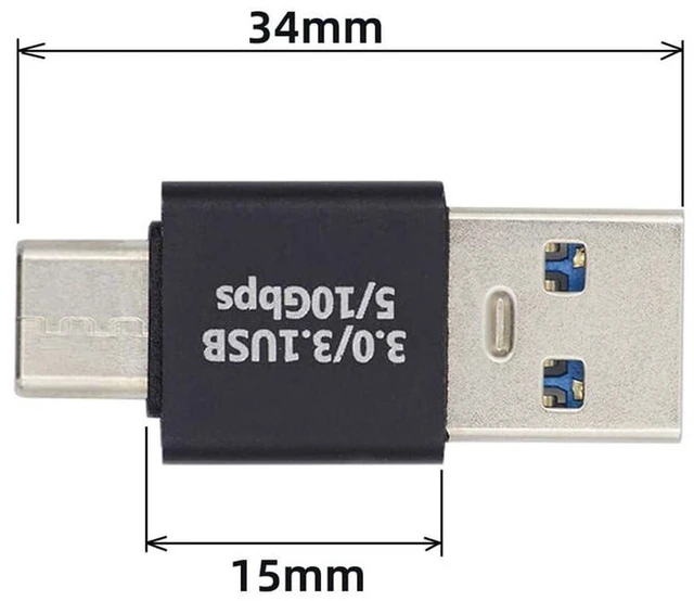 Alt view image 6 of 7 - AJMRTC 10Gbps USB 3.0 Type A Male to USB 3.1 Type C Male Adapter, USB-A to USB-C Male Plug Converter for Laptop, Smartphone, Tablet, High Speed Data Sync & Fast Charging