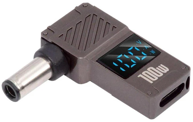 Main image of AJMRTC USB-C PD to DC 7.4x5.0mm Smart LED Display Power Adapter, 100W Input Max 20V 5A, 65W Output Charger Converter for DELL Laptop, Type-C PD Power Input to DC Barrel Jack Charging Dongle