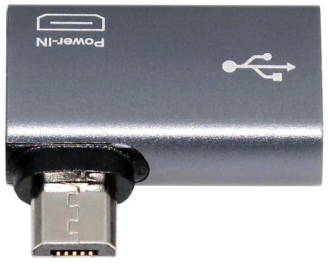 Main image of AJMRTC 90 Degree Right Angled Micro USB 2.0 to USB Type-A Female OTG Host Adapter, Micro USB OTG Converter with Extra Micro USB Power Port for Android Phones & Tablets, Supports Peripheral Connection