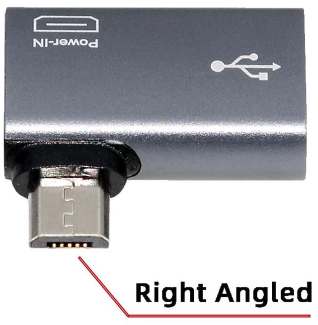 Alt view image 7 of 7 - AJMRTC 90 Degree Right Angled Micro USB 2.0 to USB Type-A Female OTG Host Adapter, Micro USB OTG Converter with Extra Micro USB Power Port for Android Phones & Tablets, Supports Peripheral Connection