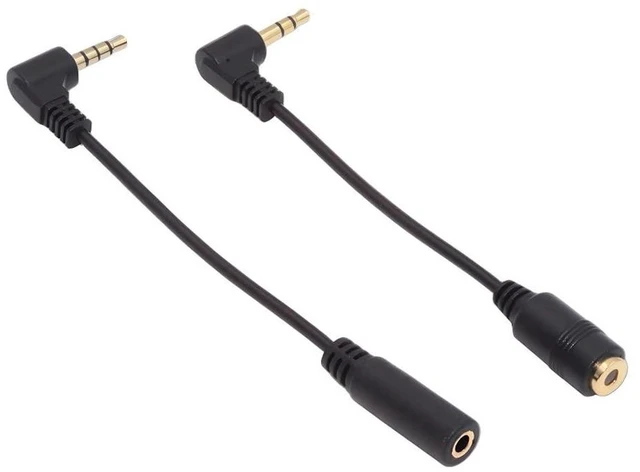 Alt view image 2 of 3 - AJMRTC 2Pcs/Set 90 Degree Right Angled 3.5mm Male to Female Audio Extension Cable, 3-Pole & 4-Pole Stereo Aux Cord, Right Angle 3.5mm AUX Adapter Cable for Headphones, Speakers & Audio Devices