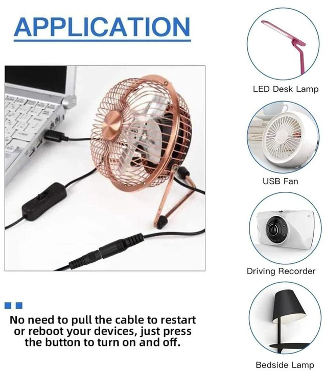 Alt view image 7 of 7 - AJMRTC USB2.0 Type-A to DC 5.5x2.1mm Plug Power Extension Cable with On Off Switch Button, 5V DC Power Cord for Desk Lamp, Fan, Camera, Convenient Manual Power Control Without Unplugging