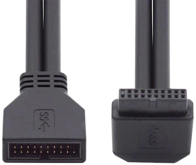 Main image of AJMRTC 90 Degree Up Angled USB3.0 19/20Pin Male to Female Extension Cable, 5Gbps Internal Header Cord for Motherboard Mainboard, Up Bend 19Pin 20Pin Wire for PC Front Panel USB Extension