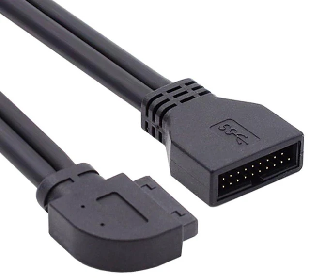 Main image of AJMRTC 90 Degree Left Angled USB3.0 19/20Pin Male to Female Extension Cable, 5Gbps Internal Header Cord for Motherboard Mainboard, Left Bend 19Pin 20Pin Wire for PC Front Panel USB Extension