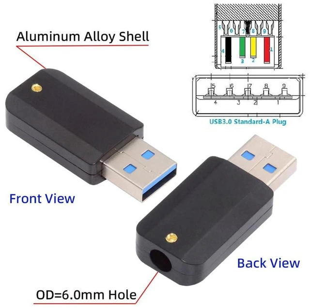 Alt view image 5 of 7 - AJMRTC USB 3.0 Type A Male Solder Connector, 5Gbps SuperSpeed DIY USB Plug Black Aluminum Alloy Shell, Soldering Type for 6.0mm OD Cable, OEM Customizable for DIY Cable Assembly & Electronic Repair