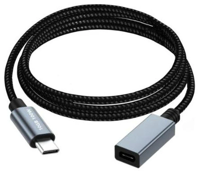 Main image of AJMRTC 1M USB-C 3.2 Gen 2 Extension Cable, 10Gbps High Speed Data, 100W PD Fast Charging & 4K@60Hz Video Output, USB Type-C Cord for Laptop, Monitor, Docking Station & USB-C Devices