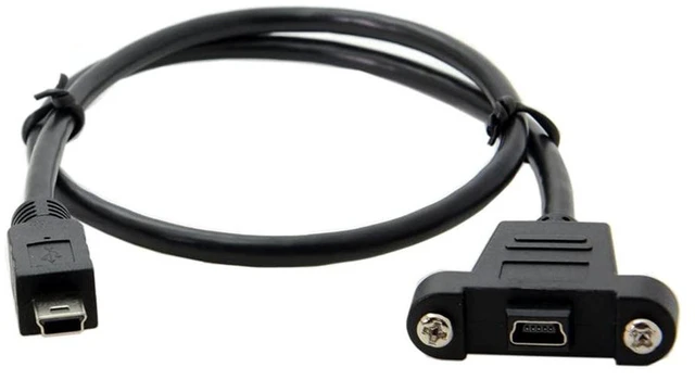 Alt view image 2 of 7 - AJMRTC 50CM Panel Mount Mini USB 2.0 5Pin Male to Female Extension Cable, Screw Lock Type Mini USB Adapter Cord, Flush Mount Cable for Industrial Equipment, Dashboard and Electronic Device Installatio