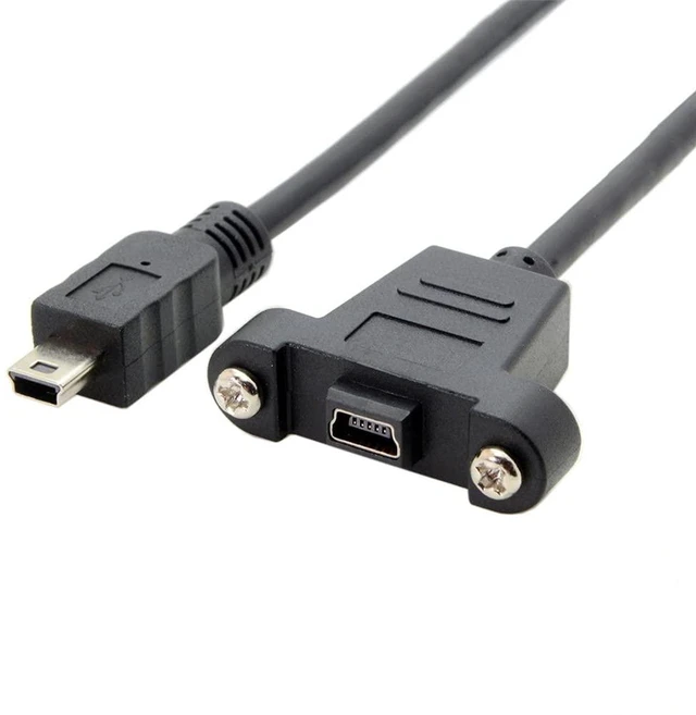 Alt view image 7 of 7 - AJMRTC 50CM Panel Mount Mini USB 2.0 5Pin Male to Female Extension Cable, Screw Lock Type Mini USB Adapter Cord, Flush Mount Cable for Industrial Equipment, Dashboard and Electronic Device Installatio