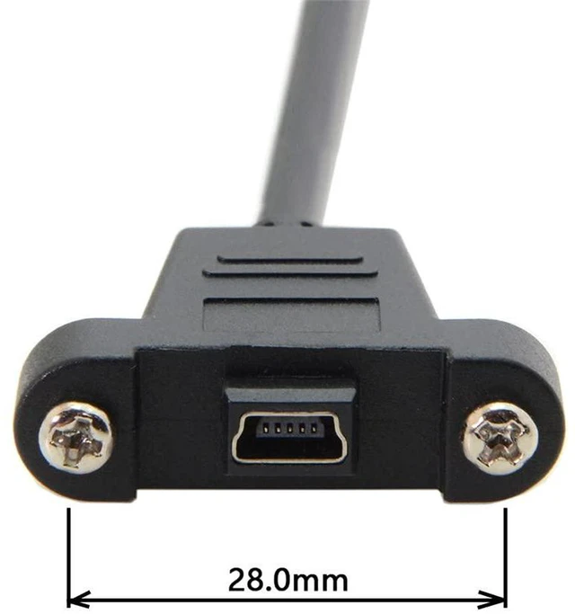 Alt view image 4 of 7 - AJMRTC 50CM Panel Mount Mini USB 2.0 5Pin Male to Female Extension Cable, Screw Lock Type Mini USB Adapter Cord, Flush Mount Cable for Industrial Equipment, Dashboard and Electronic Device Installatio