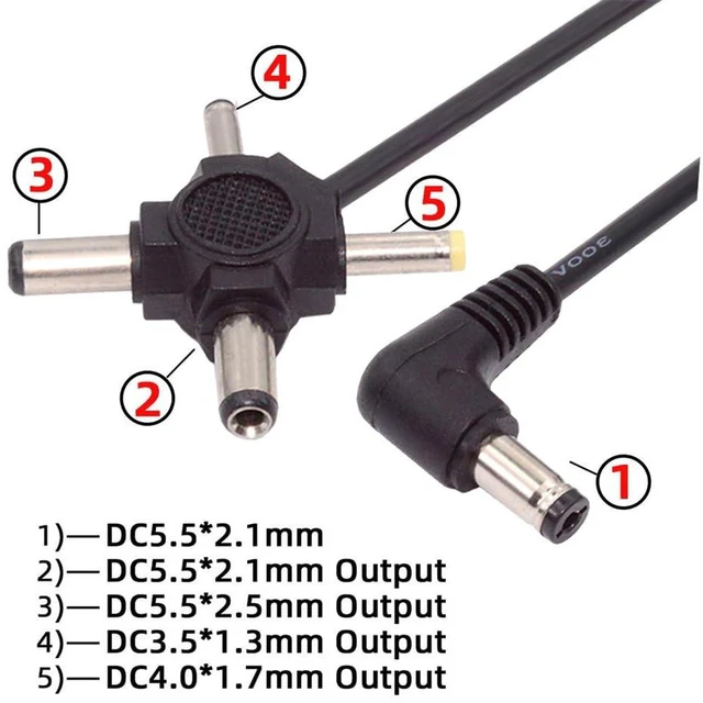 Alt view image 6 of 7 - AJMRTC 150CM 4-in-1 DC Power Barrel Connector Cable, DC 5.5mm Plug to 5.5x2.5mm,5.5x2.1mm,4.0x1.7mm,3.5x1.3mm Tips, Multi Tip DC Charging Cord for 5V Electronic Devices Power Supply