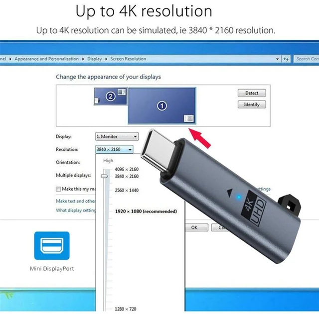 Alt view image 3 of 7 - AJMRTC Blue USB-C Virtual Display Dummy Plug, USB4 USB5.0 Type-C EDID DDC Headless Ghost Display Emulator, 4K@60Hz Headless Adapter Compatible with Thunderbolt 3/4/5 for Remote GPU Rendering & Server