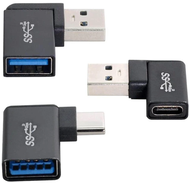 Main image of AJMRTC 3Pcs/Lot 90 Degree Angled USB 3.1 Type C Male Female to USB 3.0 Type A Female OTG Adapter, 10Gbps High Speed Data Converter, L Shape OTG Connector for Phone, Tablet & USB-C Devices