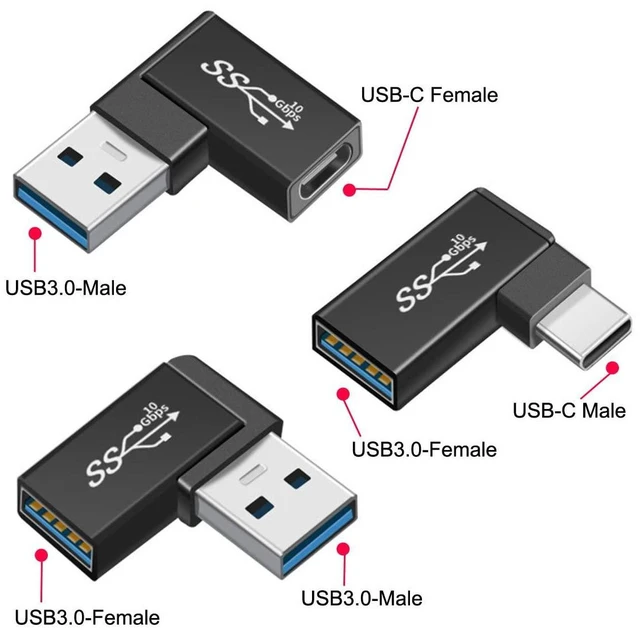 Alt view image 5 of 7 - AJMRTC 3Pcs/Set 90 Degree Angled USB 3.1 Type C Male & Female to USB3.0 Type A Female OTG Adapter, 10Gbps High Speed Data Converter, L-Shape OTG Connector for Smartphones, Tablets & USB-C Devices